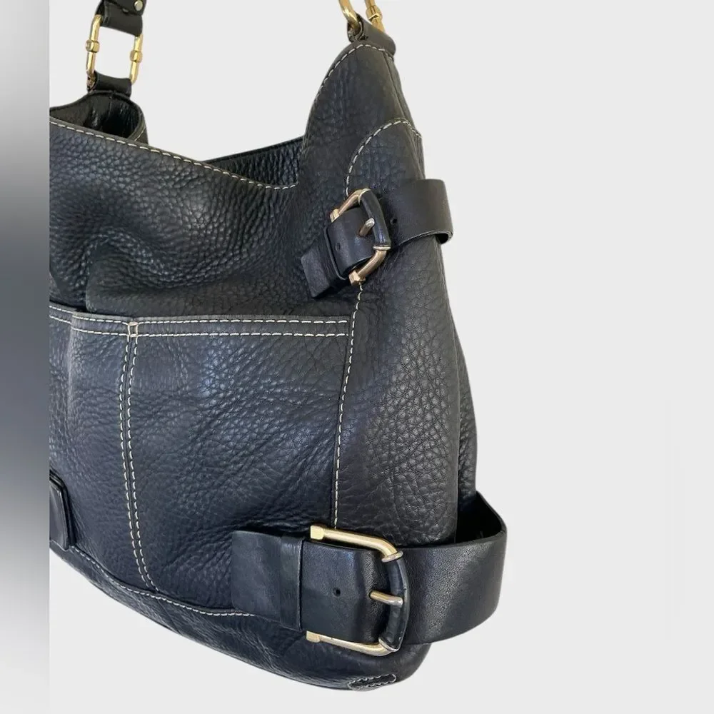 Michael Kors Yacht Club Leather Hobo Shoulder Bag Black